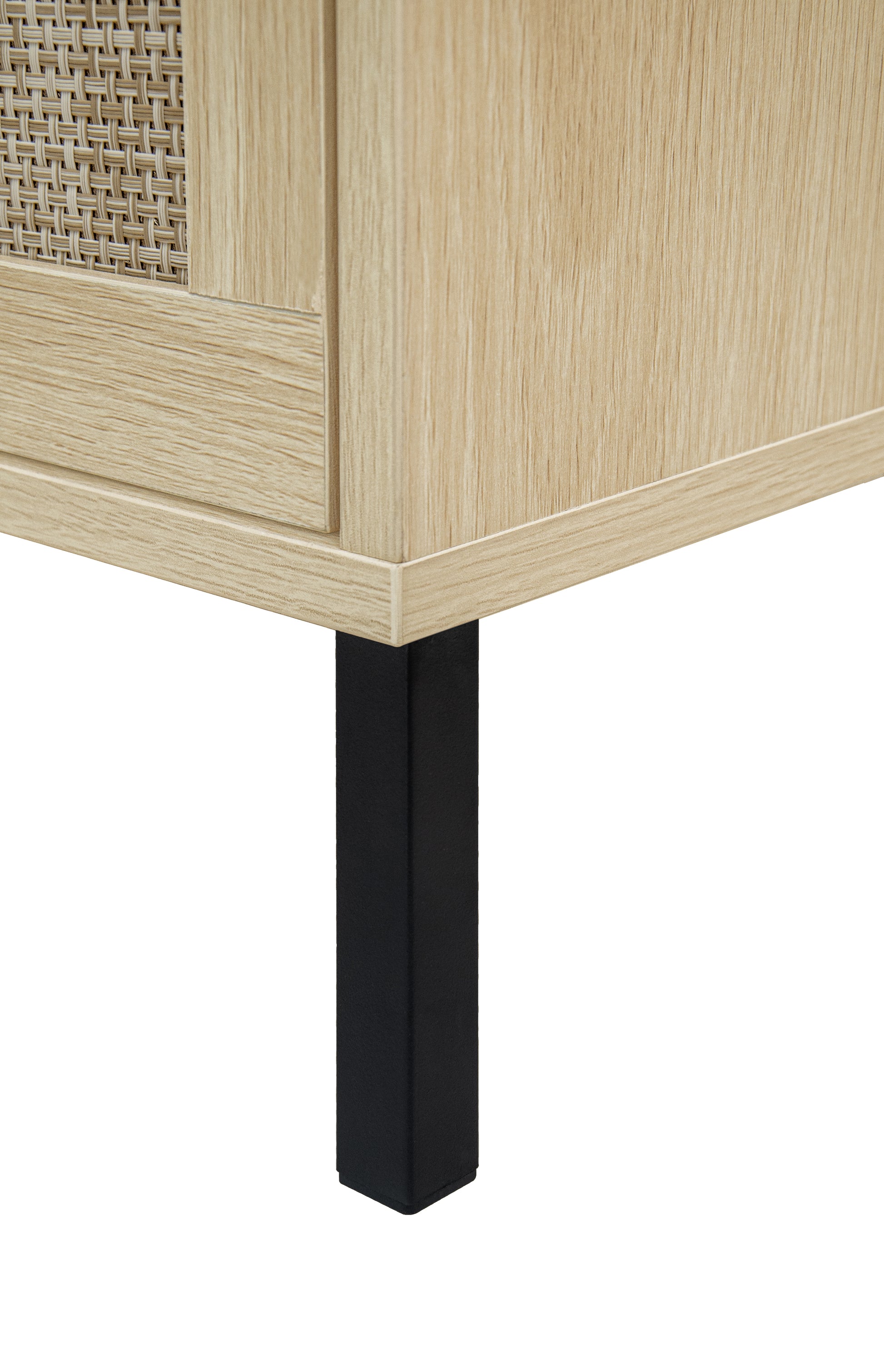 Rattan 3 Door Shoe Rack, Freestanding Modern Shoe Storage Cabinet, For Entryway Natural Particle Board