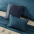 Embroidered 7 Piece Comforter Set Navy King King Navy Polyester