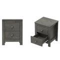 Farmhouse Wooden Nightstand Set Of 2 With Retro Design, Wood Side Table With Storage Cabinet For Bedroom, Antique Gray Antique Gray 2 Drawers Particle Board