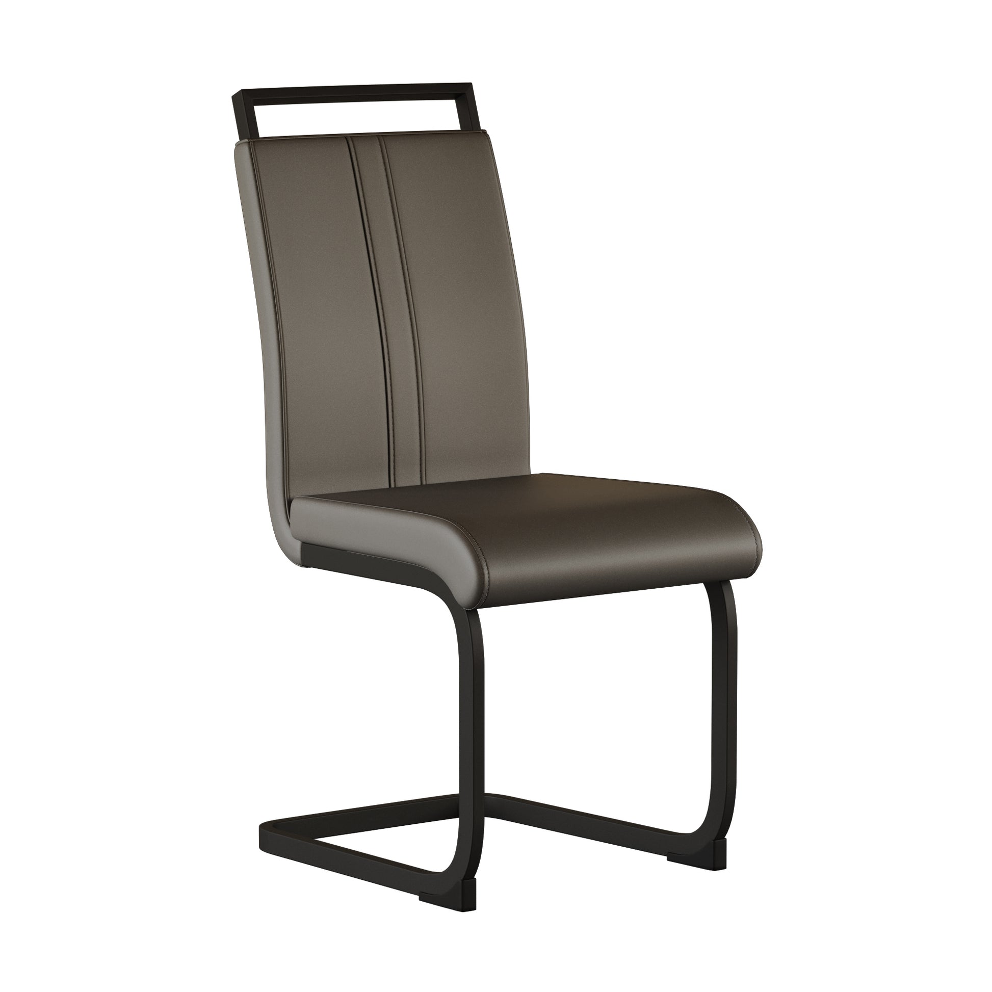 Modern Dining Chairs,Pu Faux Leather High Back Upholstered Side Chair With C Shaped Tube. Black Metal Legs For Dining Room Kitchen Vanity Patio Club Guest Office Chair Set Of 2 Grey Pu Grey Foam Pu