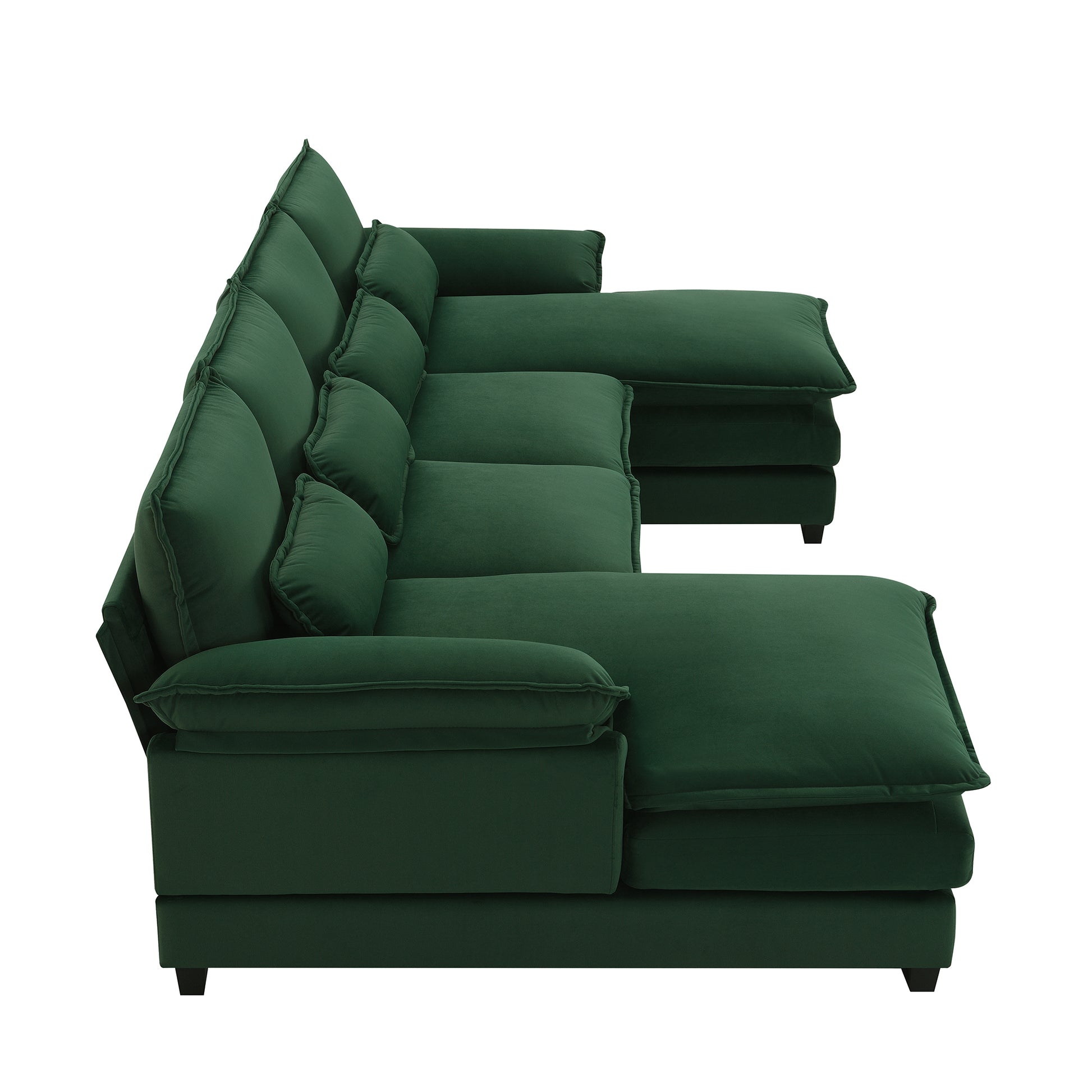 110*55" Modern U Shaped Sectional Sofa With Waist Pillows,6 Seat Upholstered Symmetrical Sofa Furniture,Sleeper Sofa Couch With Chaise Lounge For Living Room,Apartment,5 Color Green Velvet 6 Seat