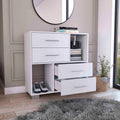 Sunflower Dresser, Four Drawers, Two Open Shelves White Mdf Engineered Wood