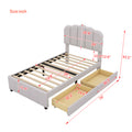 Twin Size Upholstered Bed With 2 Storage Drawers,Wood Slat Support, Beige Twin Beige Upholstered