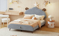 Full Size Upholstered Platform Bed With Sheep Shaped Headboard, Gray Full Gray Plywood