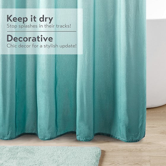 Ombre Printed Seersucker Shower Curtain Aqua 72X72" Aqua Polyester