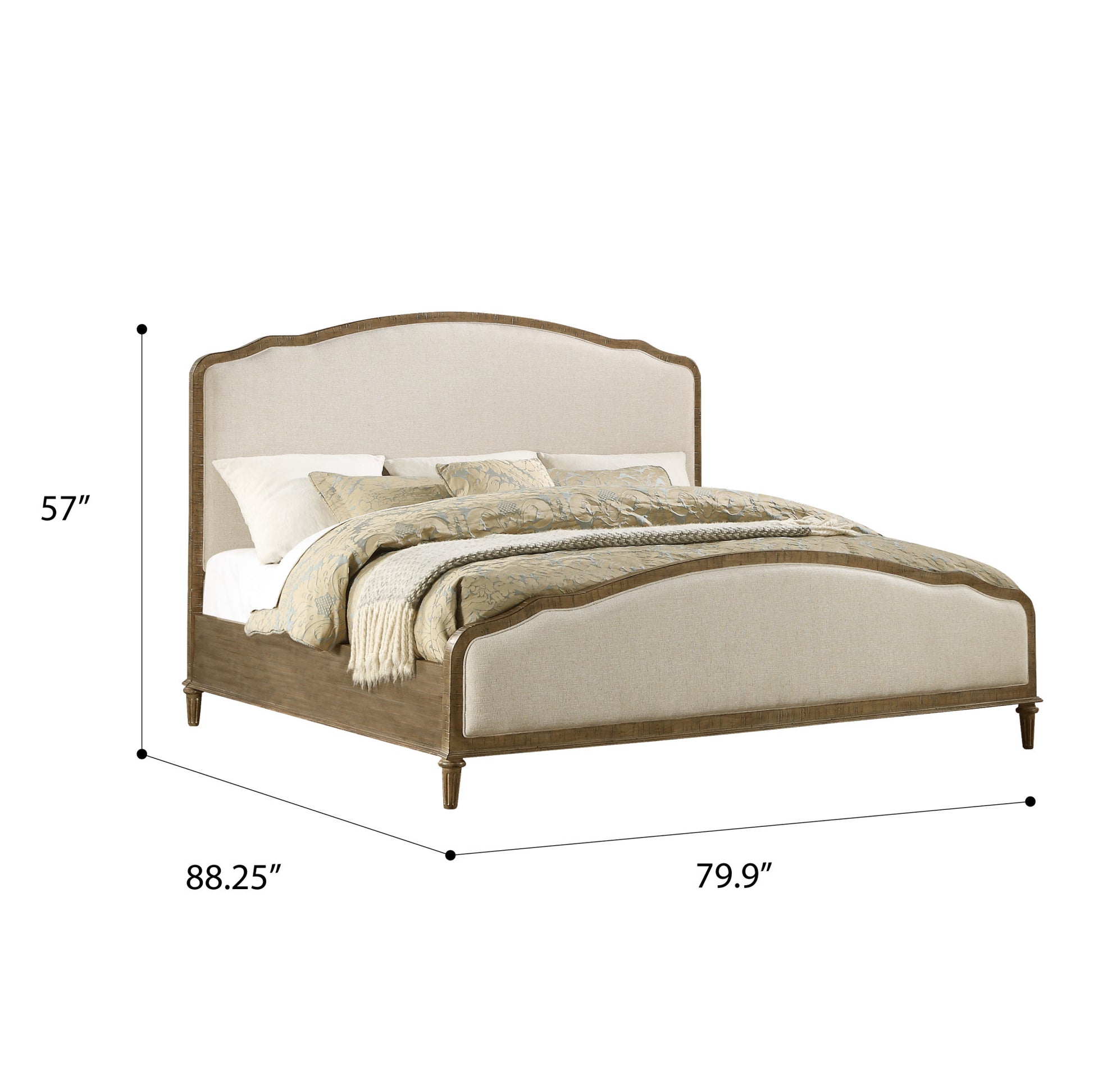 Ludin Brown King Upholstered Bed King Brown Foam Solid Wood