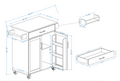 Kitchen Island Rolling Trolley Cart With 1 Drawer & 2 Doors With Storage Racks & Adjustable Shelves & Towel Rack & Seasoning Rack Rubber Wood Table Top White White Solid Wood Mdf