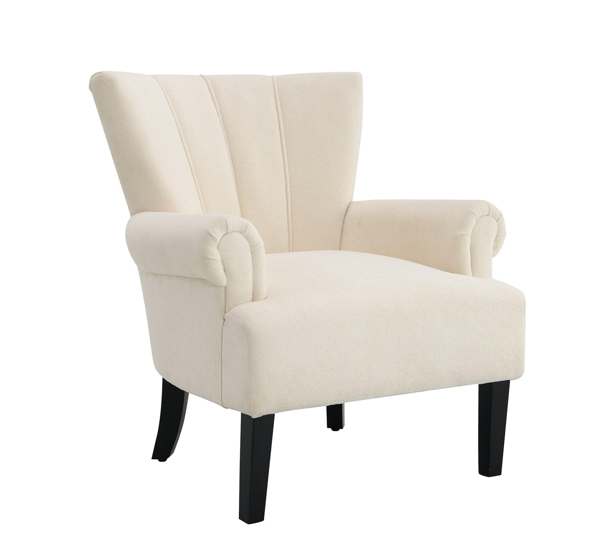 Modern Accent Living Room Chairs,Polyester Armchair Club Chair With Channel Back, Accent Chair For Living Room, Bedroom Reading Room, Soft Fabric, Wooden Leg, Beige Beige Primary Living Space Foam Plywood