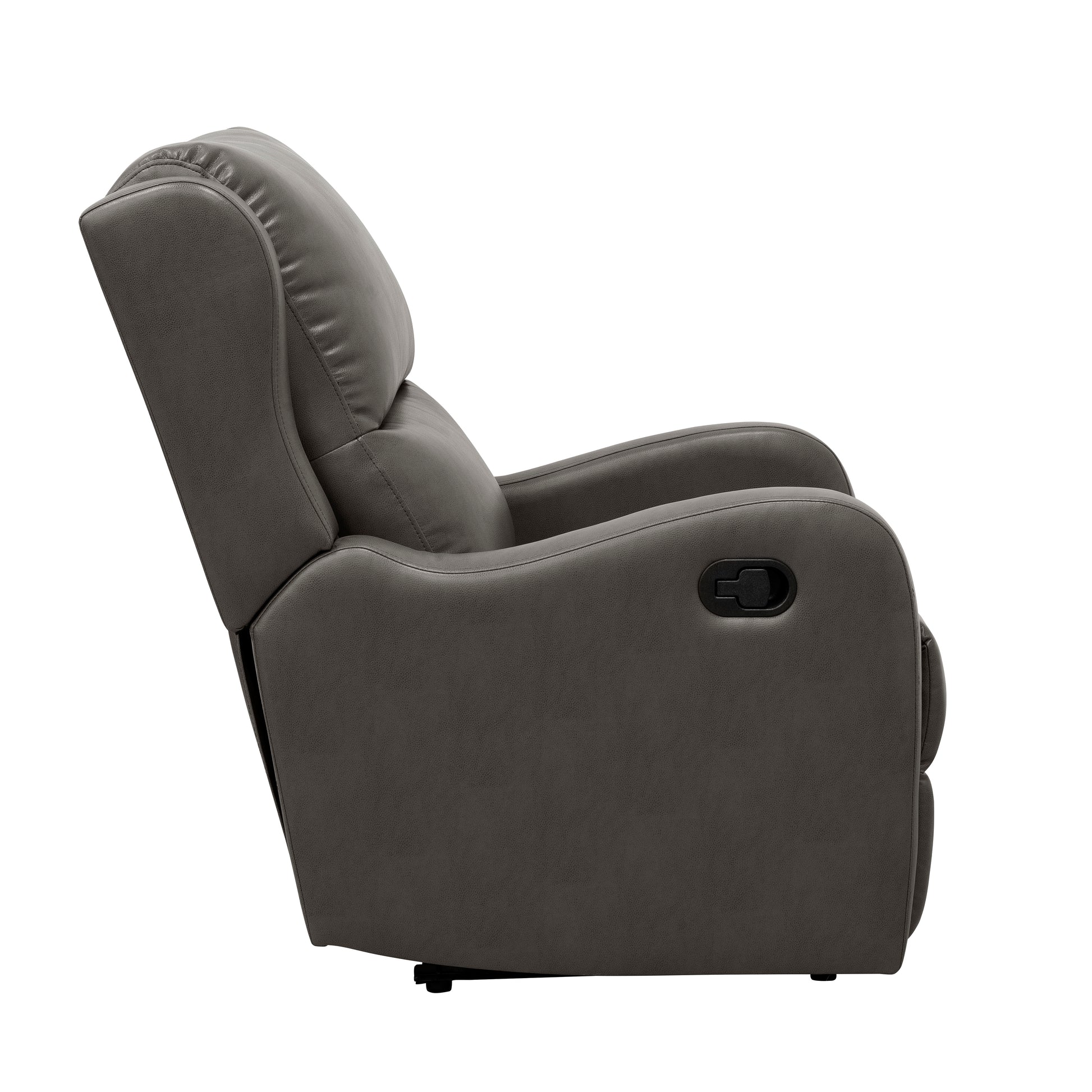 Faux Leather Upholstery Gray Reclining Chair 1Pc Living Room Furniture Comfort Seating Gray Faux Leather Wood Primary Living Space Solid Wood
