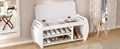 Retro Multifunctional Storage Bench With Cushion And Curved Side Panel For Entrance And Living Room Antique White Antique White Mdf