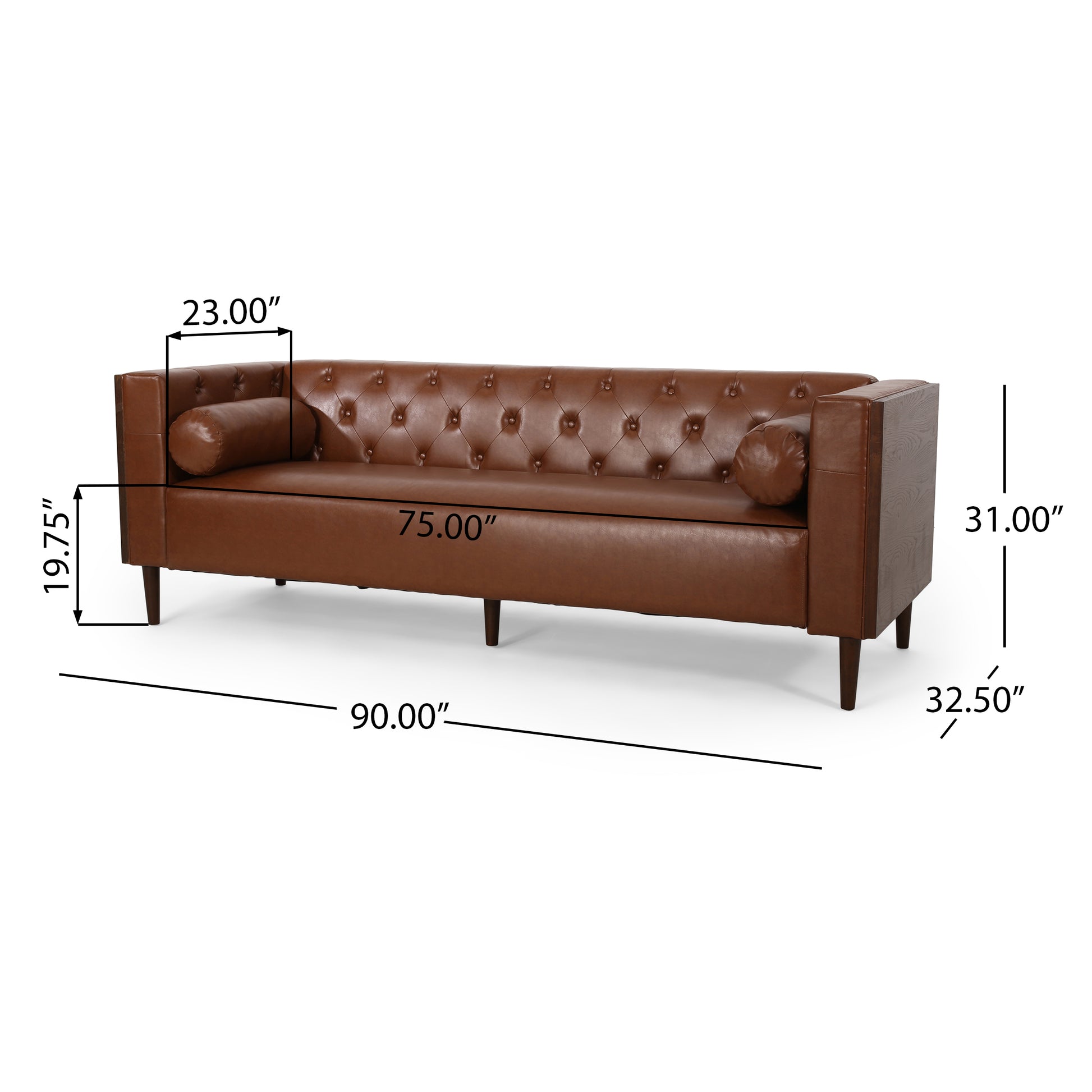 3 Seater Sofa Light Brown Pu