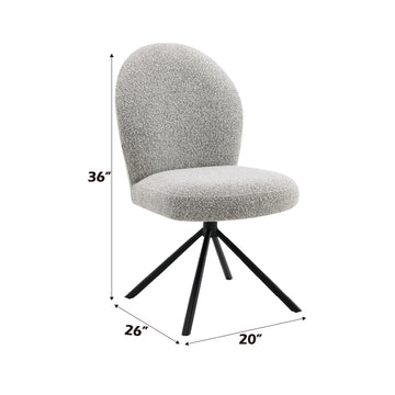 Lawton Gray Boucle Side Chair With Swivel Set Of 2 Gray Boucle