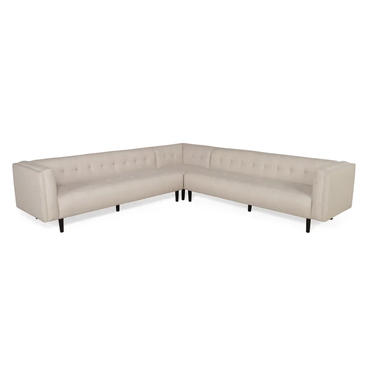 Sectional Rhf Sofa Beige Fabric 3 Seat