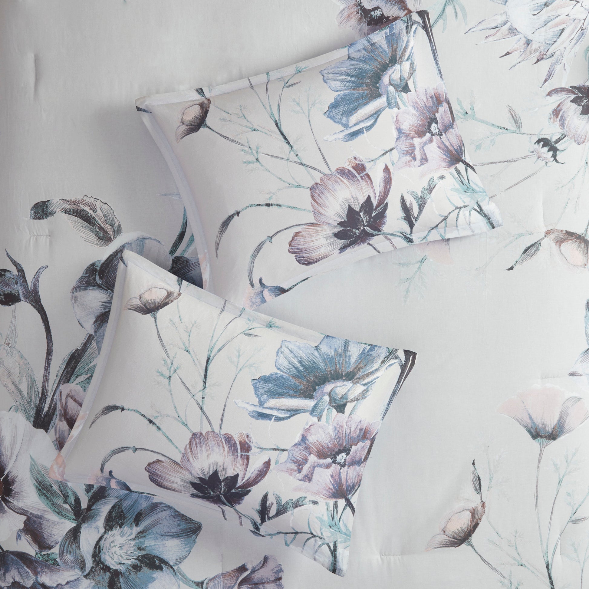 8 Piece Cotton Printed Comforter Set Blue Queen Queen Blue Polyester