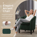 Coolmore Living Room Accent Barrel Chair, Century Modern Style Decorative Chair, Armchair For Living Room With Thick Cushions And Pillows, Comfy Single Sofa Chair, Chair With Wooden Legs Emerald Corduroy