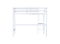 Twin High Loft Bed, Rubber Wood Loft Bed With Safety Guardrail, Built In Desk, Ladder,White Twin White Rubber Wood