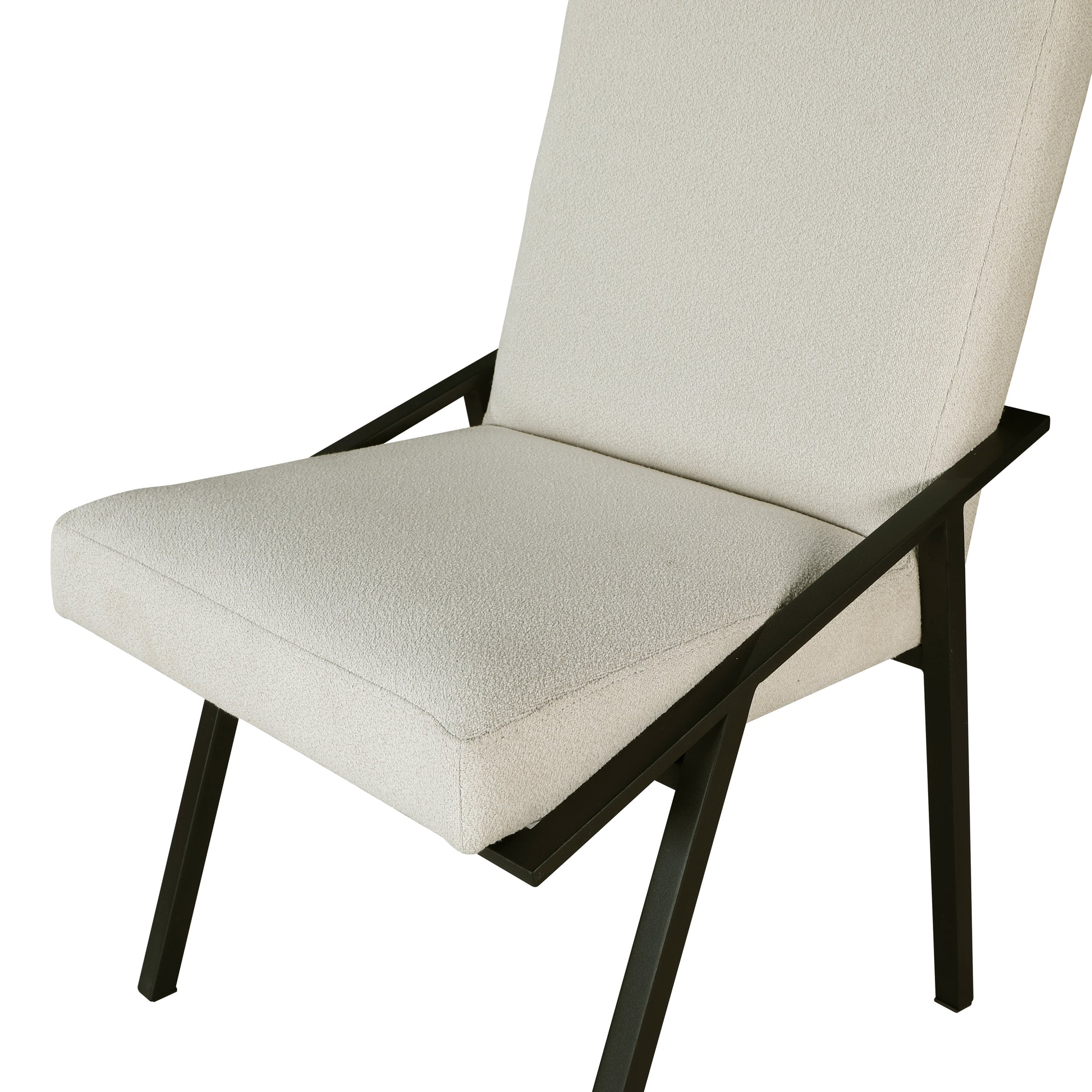 Black Metal Base Contemporary Side Chairs Set Of 2Pc, Cream Fabric Upholstered Dining Furniture Black Cream Dining Room Contemporary,Modern Side Chair Set Of 2 Metal