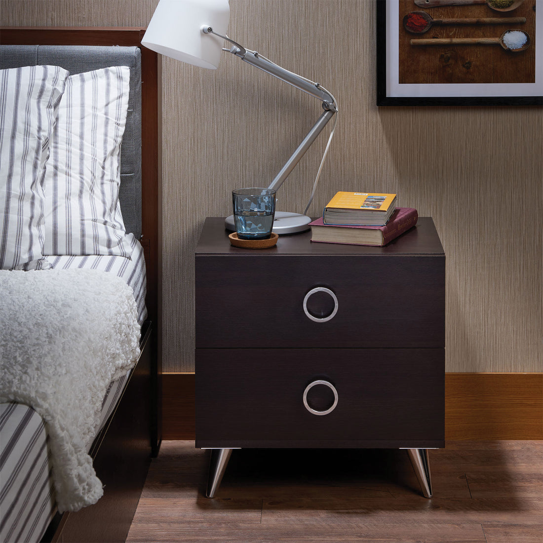 Elms Espresso Finish Accent Table Espresso Synthetic Wood