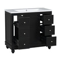 Contemporary Black Bathroom Vanity Cabinet 36X18X34 Inches, 4 Drawers & 1 Cabinet Door, Multipurpose Storage, Resin Integrated Sink, Adjustable Shelves, Solid Wood Frame With Mdf Black Bathroom