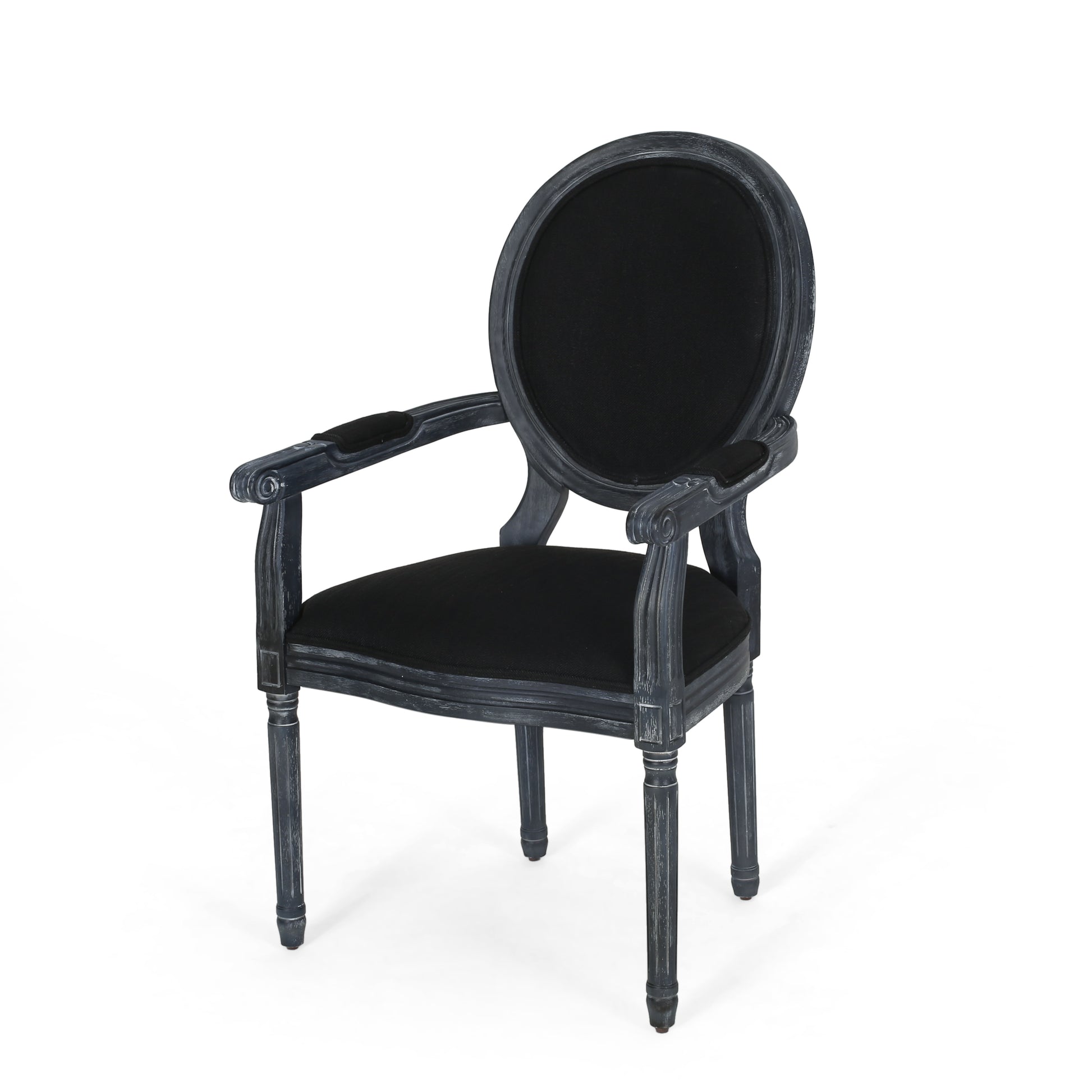 Dining Chair Mp2 Set Of 2 Black Wood Fabric