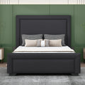 Queen Size Upholstered Bed ,Modern Upholstered Bed With Wooden Slats Support, No Box Spring Needed, Easy Assembly, Black Box Spring Not Required Queen Black Plywood