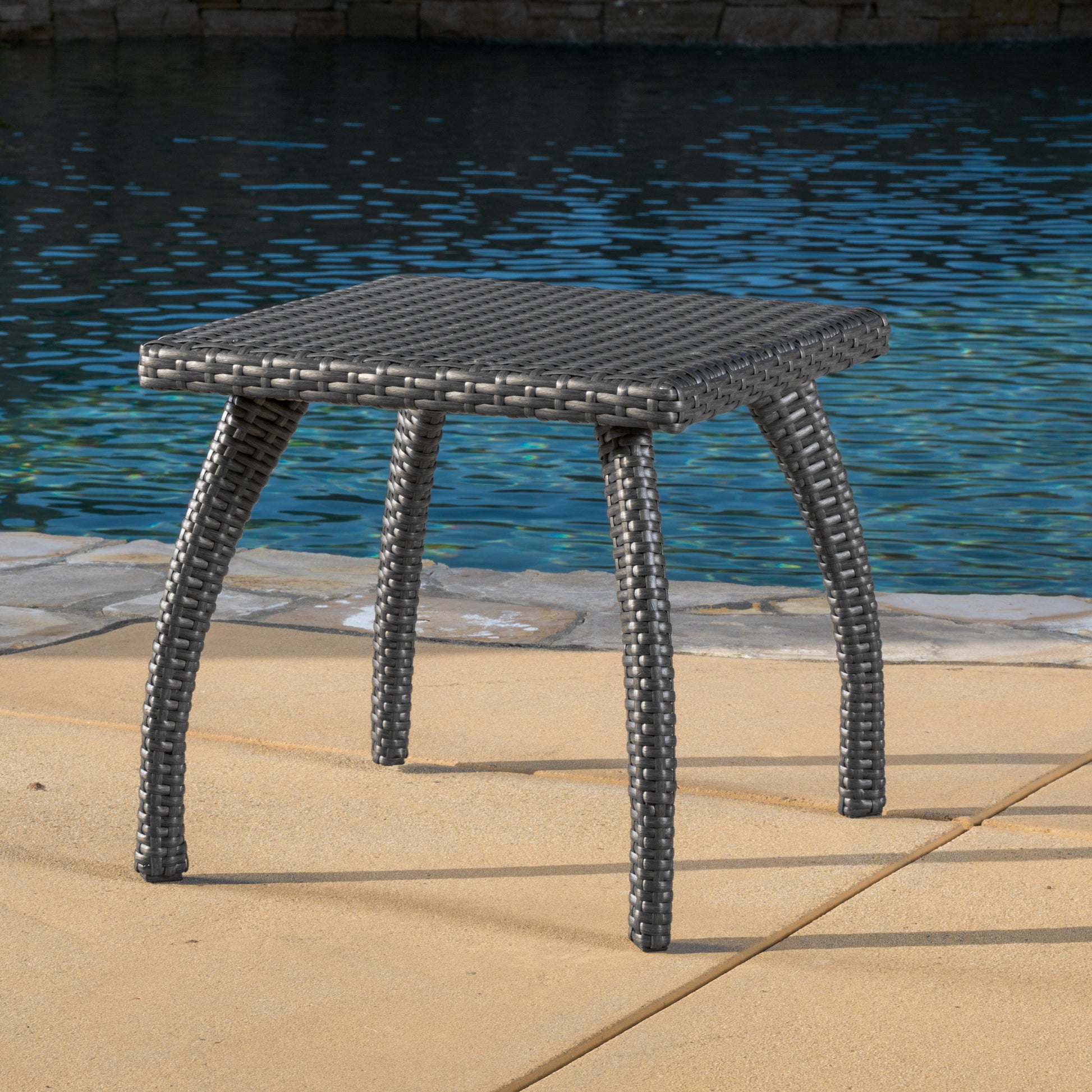 Honolulu Brown Side Table Grey Rattan