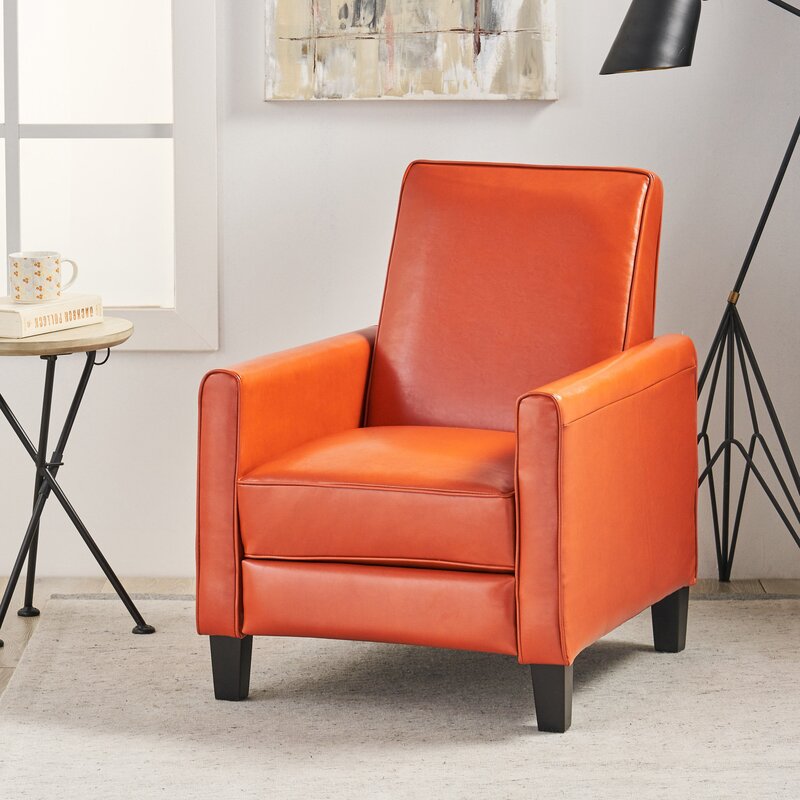 Recliner Push Back Chair For Elegant Home D Cor Orange Orange Pu