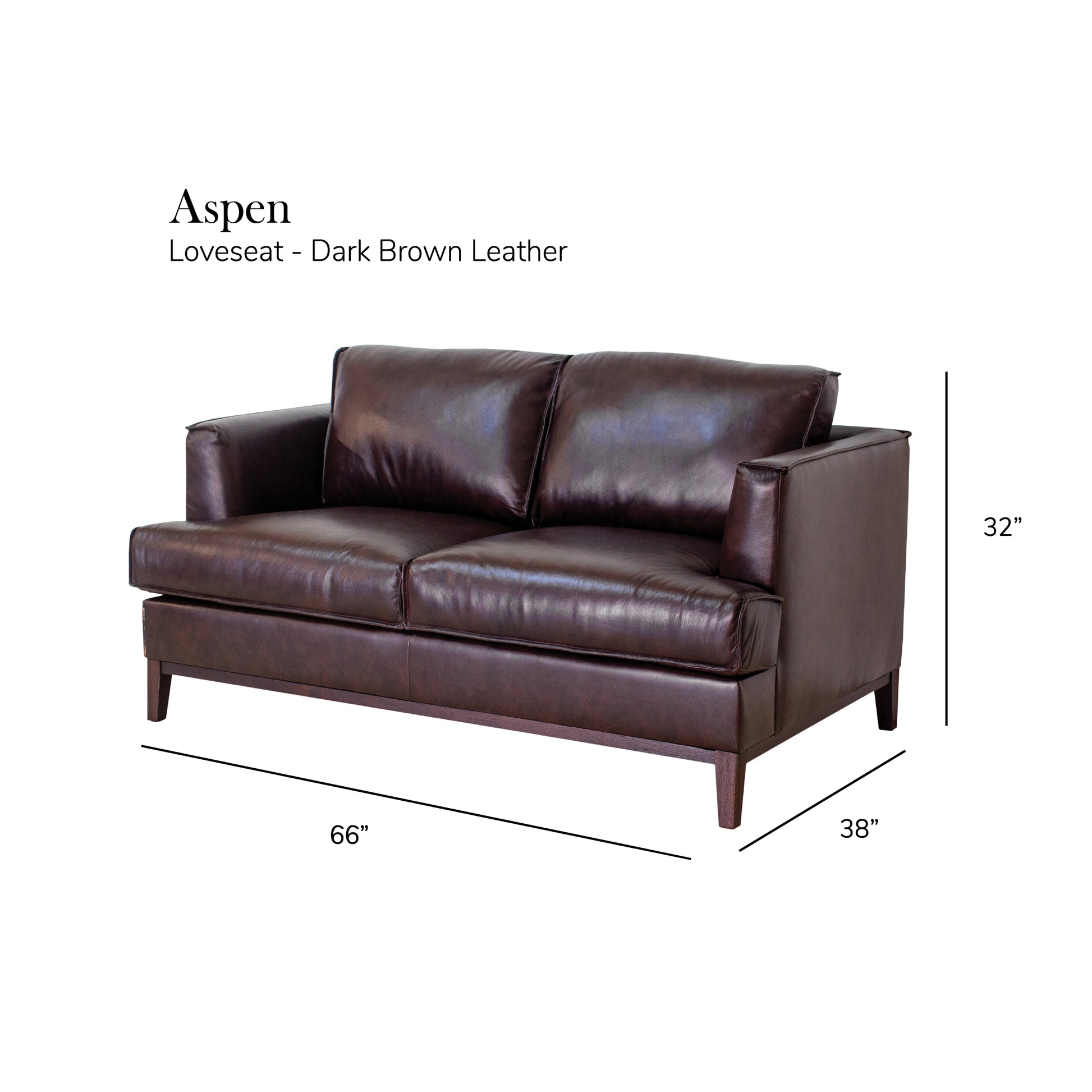 Aspen Brown Top Grain Leather Beautiful Brown Wood Leather 2 Seat