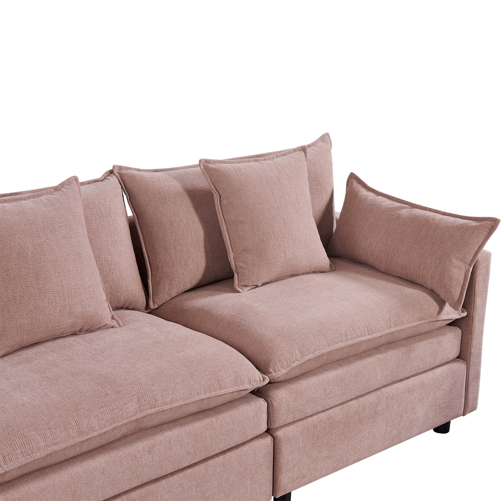 108.66"Modern Chenille L Shaped Sectional Sofa With Convertible Chaise, Comfy Cloud Couch Deep Sectional Sofa With Ottomans For Living Room Pink Wood Foam Chenille 3 Seat