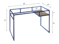 Yasin Glass Top & Blue Finish Writing Desk Blue Metal,Synthetic Wood