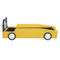 Twin Size Race Car Shaped Platform Bed With Wheels,Yellow Yellow Pu Leather