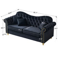 82.68'' Mid Century Modern Velvet Couch Chesterfield Sofa For Living Room,Hotel,Guest Room,Waiting Room, Black Color Black Velvet Wood Primary Living Space Medium Soft Tufted Back Modern Rolled Arms