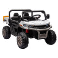 24V Ride On Truck 2 Seater Ride On Utv With 2X200W Motor Ride On Dump Truck With Dump Bed Shovel Ride On Car With Remote Control Electric Vehicle With Non Slip Tyre For Boys Girls White Plastic