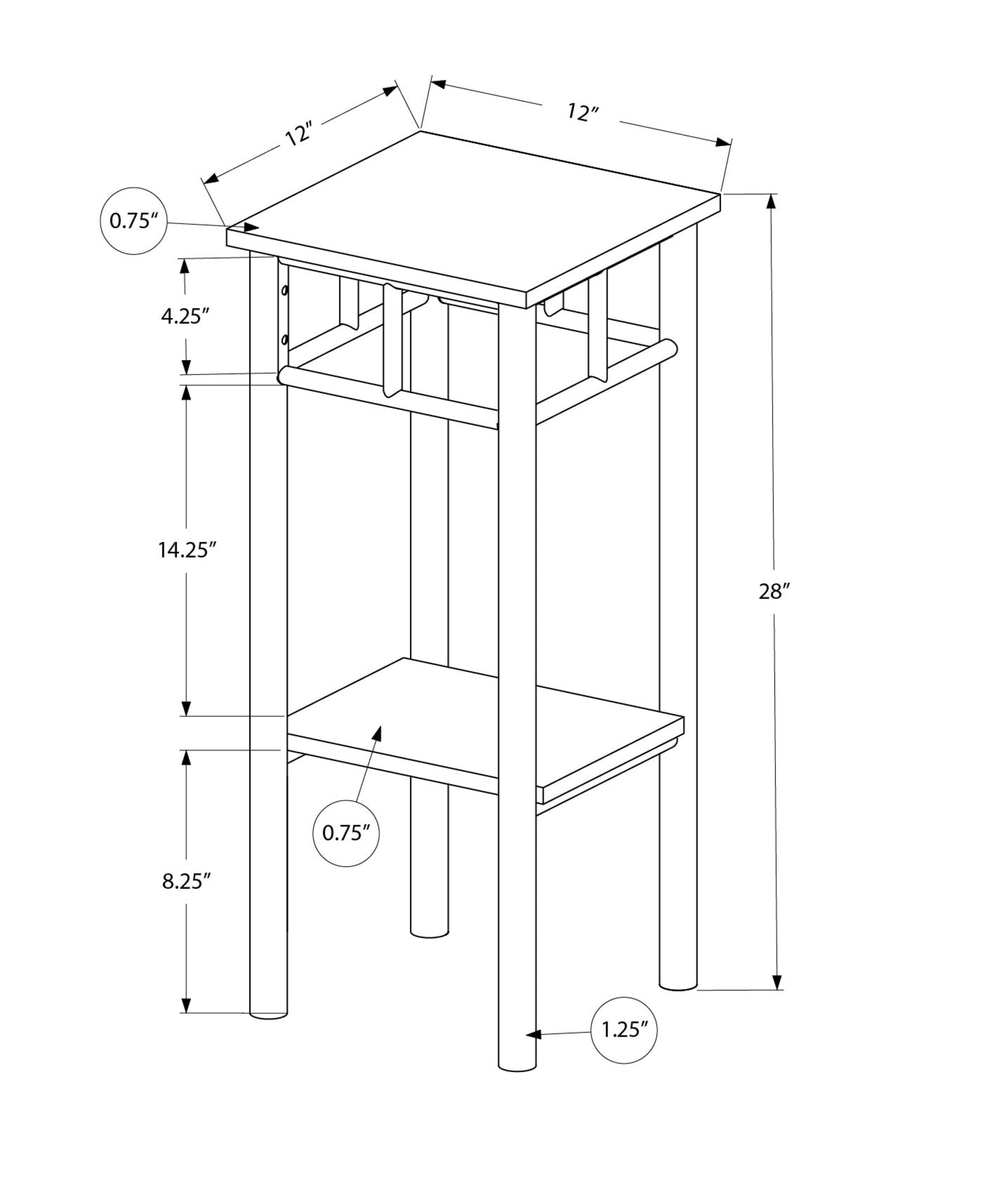 Accent Table, Side, End, Plant Stand, Square, Living Room, Bedroom, White Laminate, White, Contemporary, Modern White Mdf