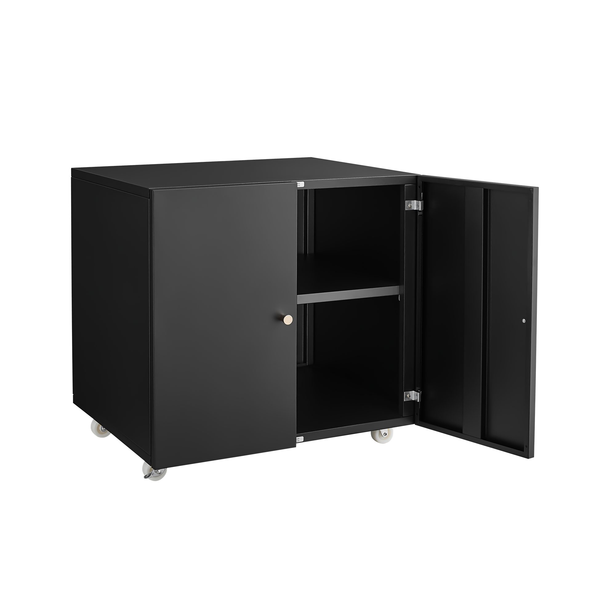 Home Office Printer Stand With Wheels, Printer Tables With File Door Mobile Lateral Filing Cabinet With Open Storage Shelf For Letter Legal A4 Size Files Mobile File Cabinets 1 2 Shelves Powder