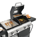 2 2 Multi Function Burner Gas Grill And Griddle Combo With Cover For Outdoor Cooking While Camping Or Tailgating Bbq,Frying,Pizza. Black And Silver Stainless Steel