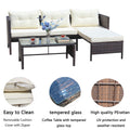 Outdoor Patio Furniture Sets 4 Piece Conversation Set Wicker Ratten Sectional Sofa With Seat Cushions Beige Cushion Brown Pe Rattan Iron