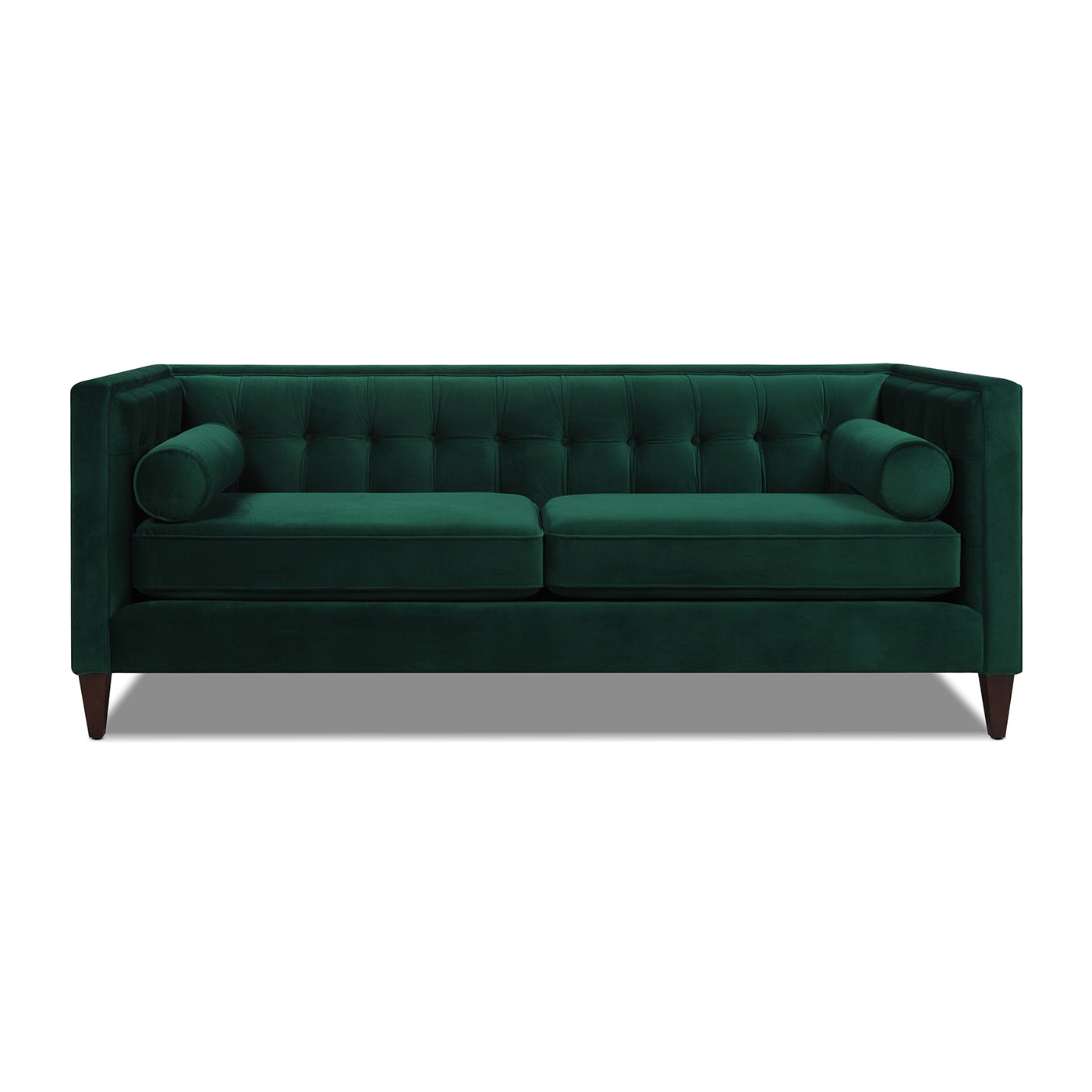 Jack 84" Modern Tuxedo Tufted Sofa, Evergreen Velvet Green Foam Velvet 3 Seat