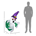 Outsunny 4Ft Inflatable Halloween Decoration, Lighted Window Sticker Ghost In Hat, Blow Up Outdoor Led Yard Display, Waterproof Multicolor Polyester