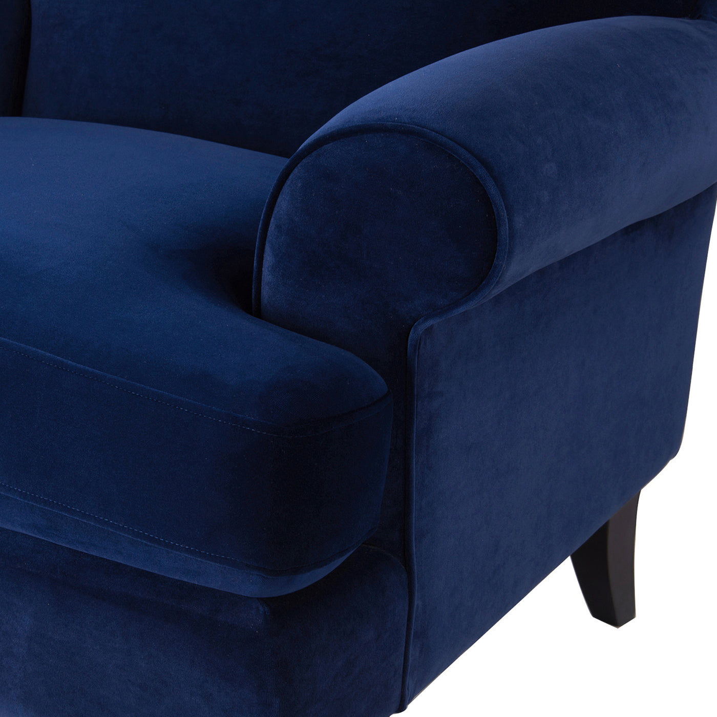 Alana 38" Lawson Accent Arm Chair Metal Casters, Navy Blue Velvet Navy Blue Foam Velvet