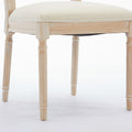 Antique Dining Chairs Linen Fabric Upholstered Wooden Chairs Set Of 2 Cream Fabric