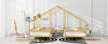 Metal Double Twin Size Triangular House Beds With Built In Table, Gold Box Spring Not Required Twin Gold Metal Metal