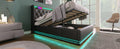 Full Size Upholstered Bed, 360 Surround Led Function, Buttons Apps Remote Control, Hydraulic Storage Bed With Usb Type C Charging, Black,Pu Without Mattress Full Black Pu