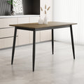 Modern Minimalist Wood Grain Tabletop Dining Table, Stylish Dining Table, Kitchen Dining Table, Sturdy And Durable, Easy To Assemble, Black Metal Leg Design, Suitable For 4 6 People, Suitable For
