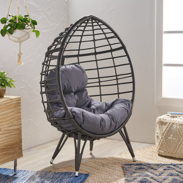 Santino Teardrop Chair Gray Pe Rattan Iron Waterproof Fabric