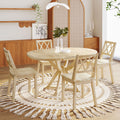Mid Century 5 Piece Extendable Round Dining Table Set With 15.7