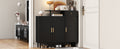 Elegant Shoe Cabinet With Arched Doors And Drawer, Cream Style Storage Sideboard With Adjustable Shelves And Solid Wood Legs For Entryway, Living Room, Black Freestanding 1 2 Drawers Black Primary Living Space Adjustable Shelves Particle Board Mdf