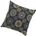 Contemporary Style Floral Designed Set Of 2 Throw Pillows, Navy Blue Navy Blue Polyester