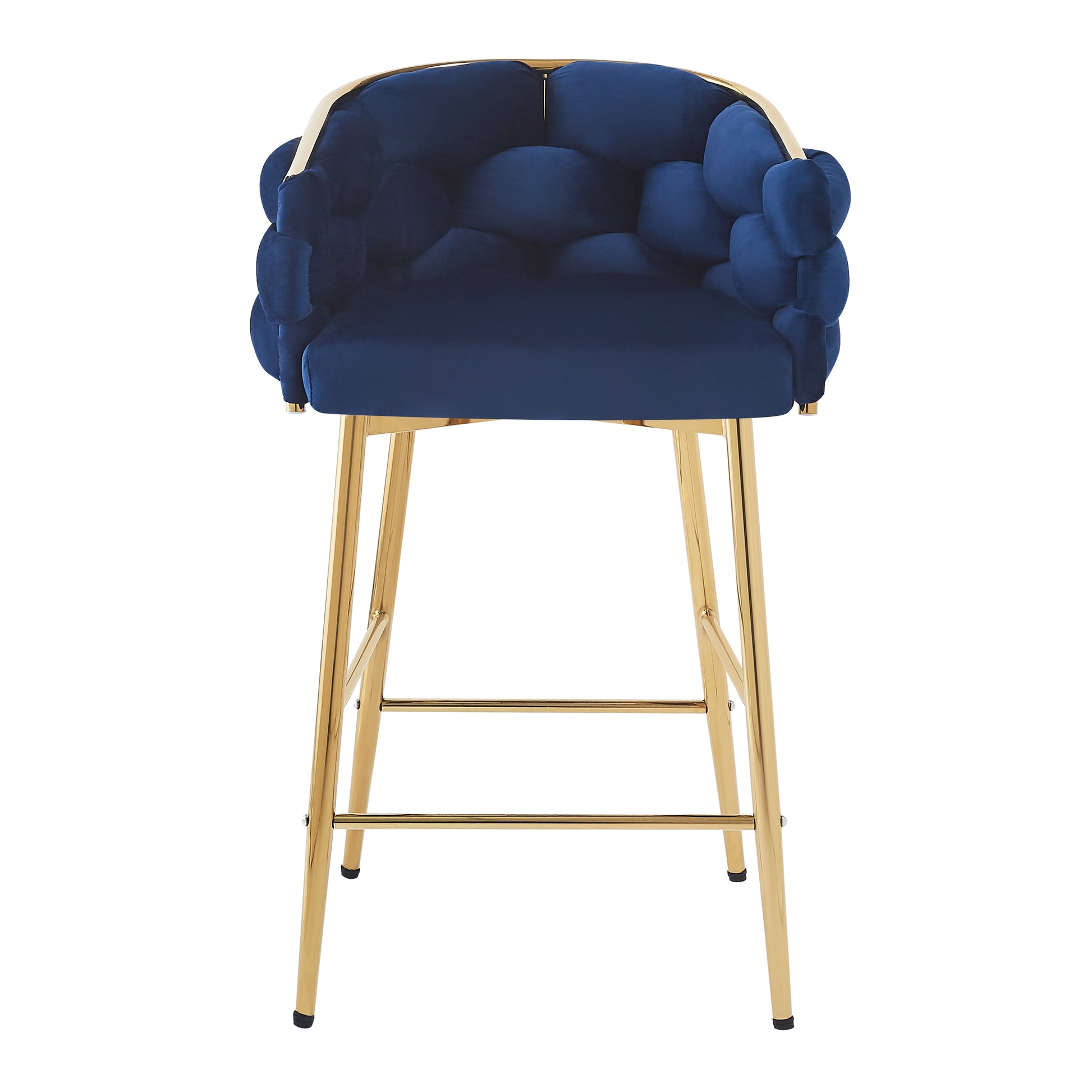 28'' Modern Counter Stools Set Of 2,Dark Blue Counter Stools With Iron Frame,Soft Back And Cushion,Footrest,Suitable For Kitchen Bedroom Dining Room. Iron Dark Blue Kitchen Sponge Modern Set Of 2