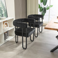 Coolmore Contemporary Designed Velvet Fabric Upholstered Accent Dining Chair Barrel Side Chairs Kitchen Armchair For Living Room Set Of 2 Black Chenille Black Foam Chenille